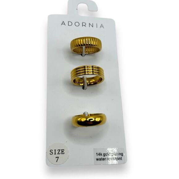 NWT Adornia 14K Gold over stainless steel wide stacking band ring set Macy’s NEW - Picture 2 of 8